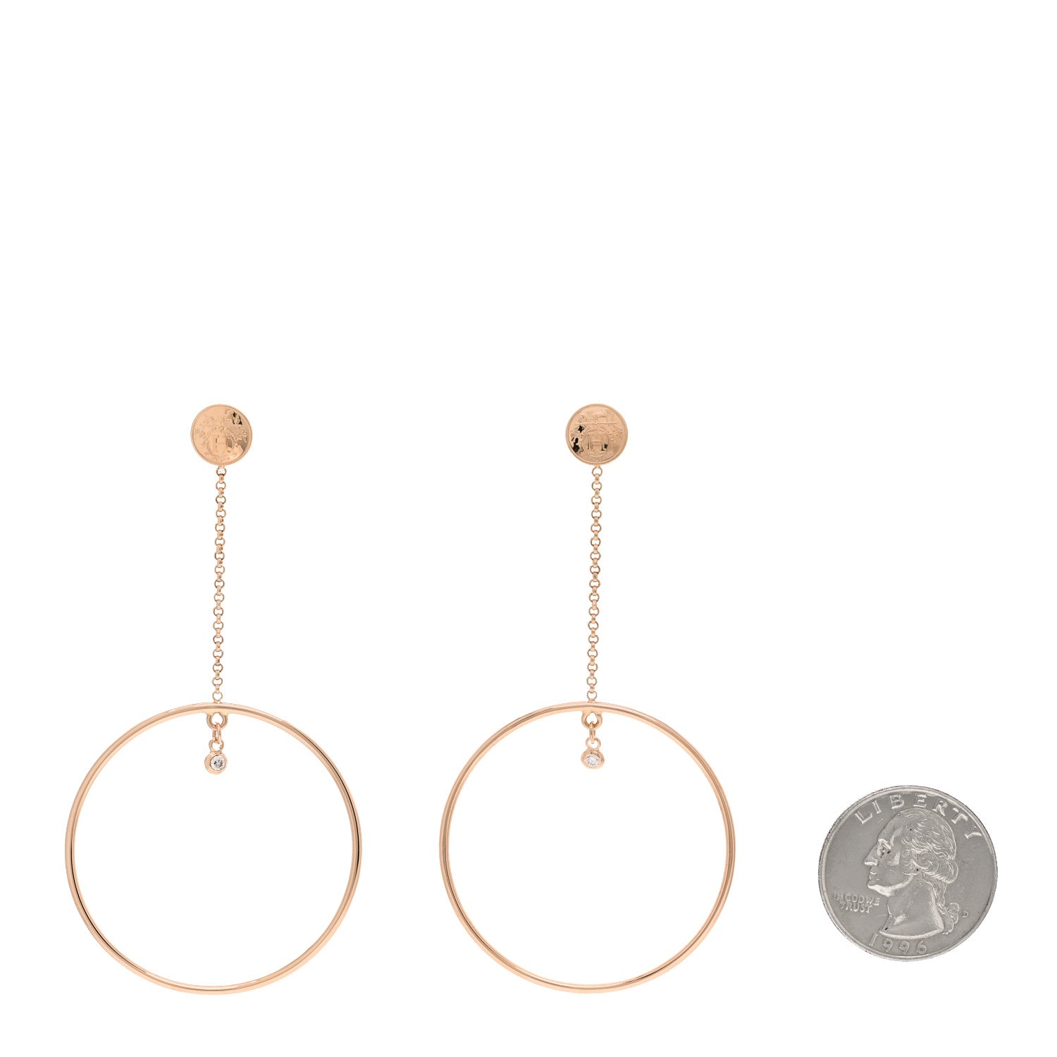 Hermes 18K Rose Gold Diamond Ex-Libris Earrings 2 of 5