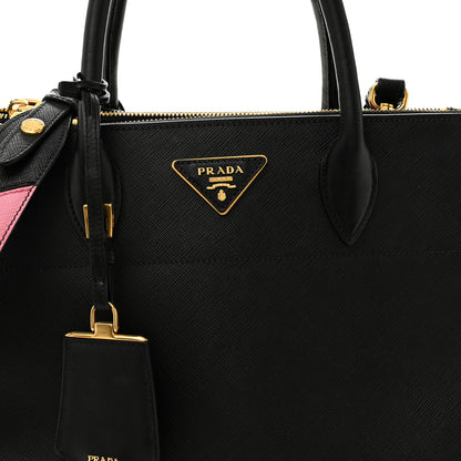 Prada Saffiano Greche Greca Paradigme Bag Black Pink 7 of 9
