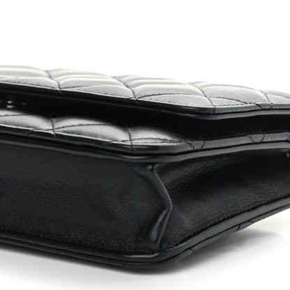 Chanel Lambskin Quilted Wallet On Chain WOC So Black 6 of 12