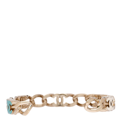 Chanel Enamel CC Chain Link Cuff Bracelet Gold Multicolor 2 of 3