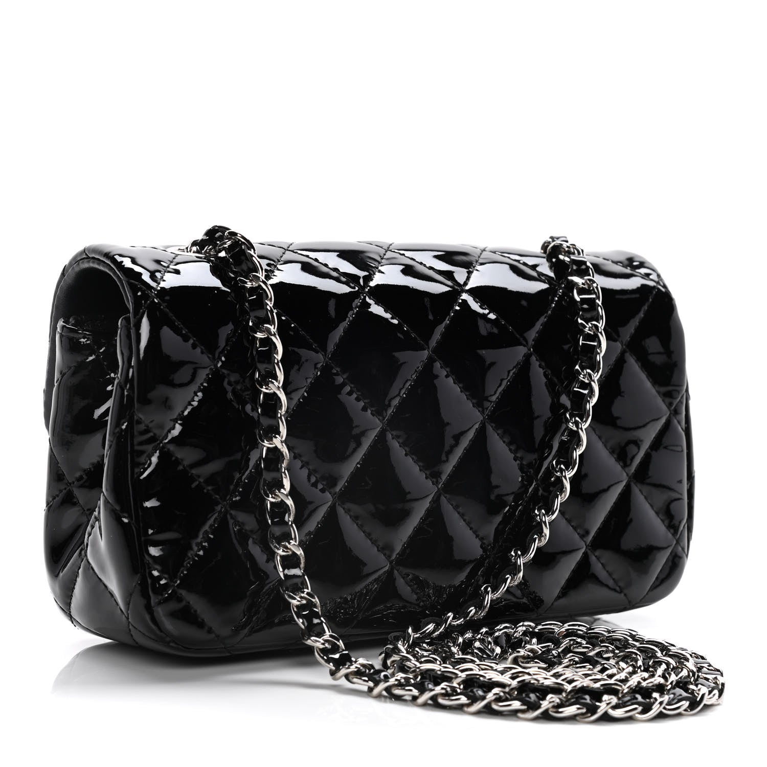 Chanel Patent Calfskin Quilted Extra Mini Rectangular Flap Black 3 of 13