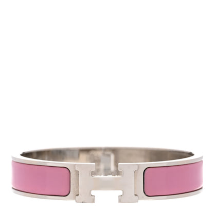 Hermes Enamel Narrow Clic Clac H Bracelet PM Rose Flamingo 1 of 4