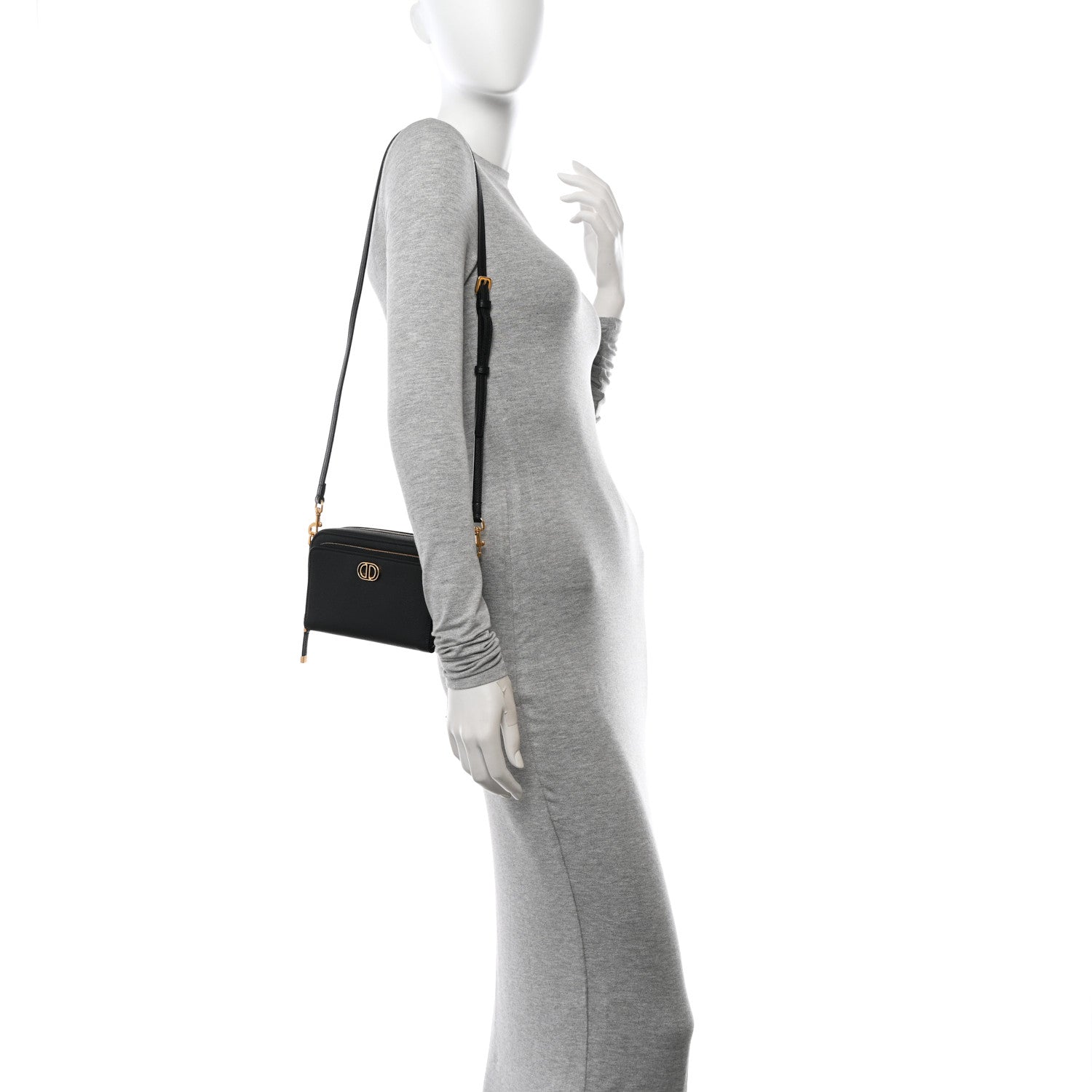 Christian Dior Grained Calfskin Caro Double Pouch Black 2 of 13