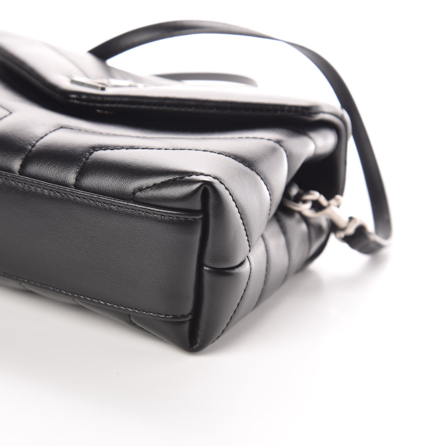 Calfskin Y Quilted Monogram Toy Loulou Crossbody Bag Black