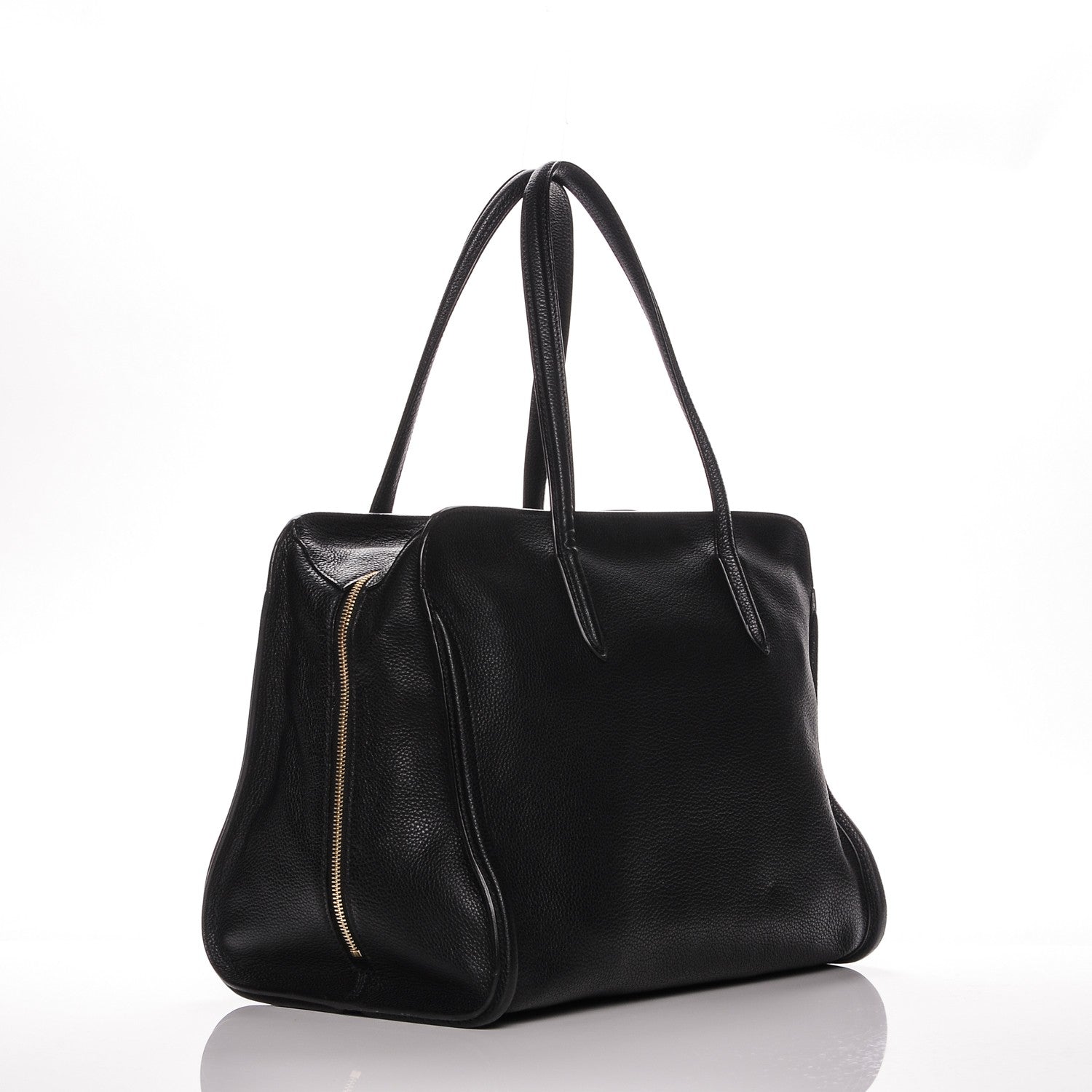 Alexander McQueen Pebbled Calfskin Large Skull Padlock Zip Around Tote Black 3 of 7
