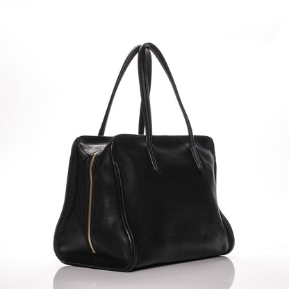 Alexander McQueen Pebbled Calfskin Large Skull Padlock Zip Around Tote Black 3 of 7