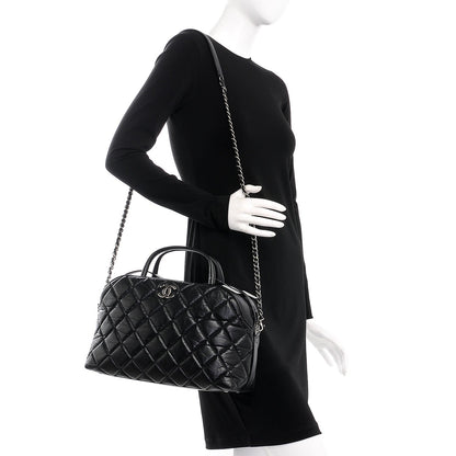 Chanel Aged Calfskin Small Bowling Bag Black 2 of 8