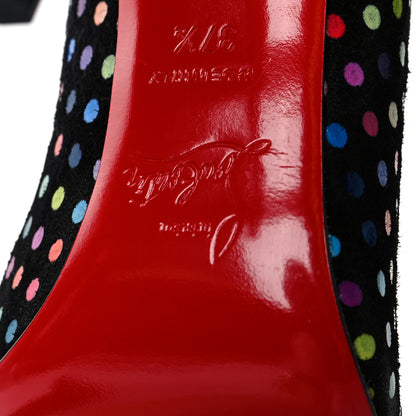 Christian Louboutin Suede Polka Dot Hot Chick 100 Pumps 37.5 Black Multicolor 7 of 9