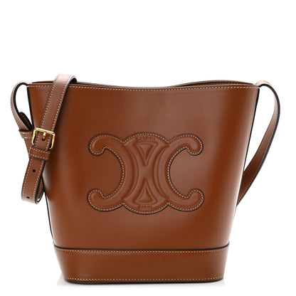 Celine Smooth Calfskin Small Cuir Triomphe Bucket Bag Tan 1 of 8