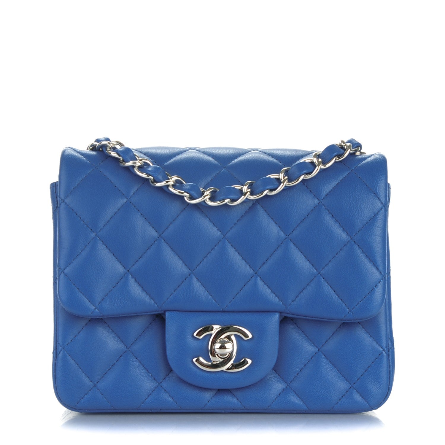 Chanel Lambskin Quilted Mini Square Flap Blue 1 of 8