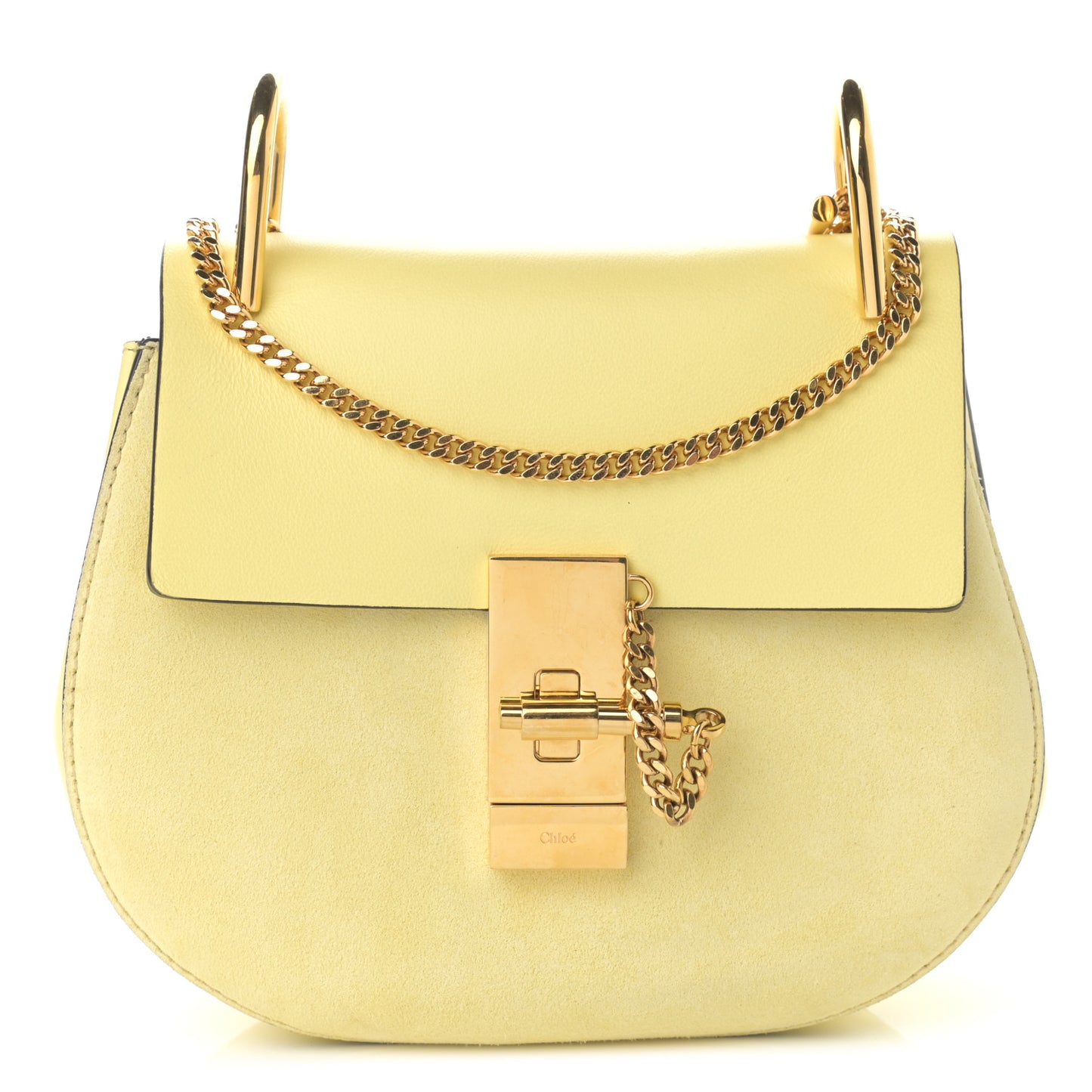 Suede Smooth Calfskin Mini Drew Shoulder Bag Lemonade