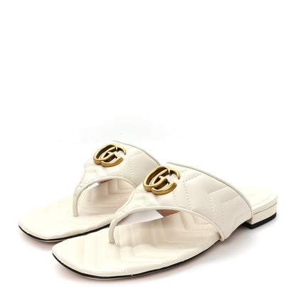Gucci Nappa Charlotte Double G Marmont Thong Sandals 38 Mystic White 4 of 10