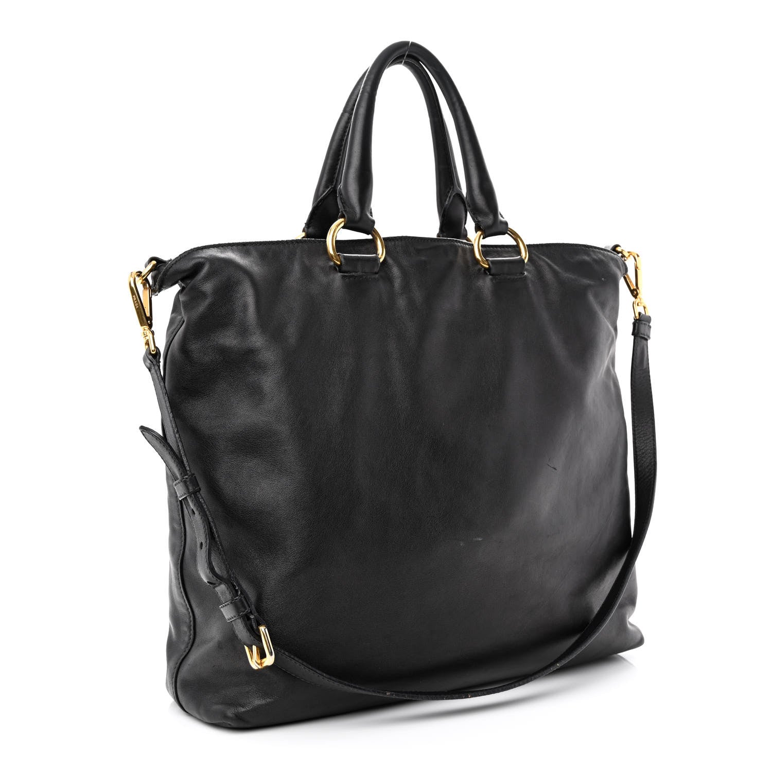 Prada Soft Calfskin Two Way Tote Black 3 of 27