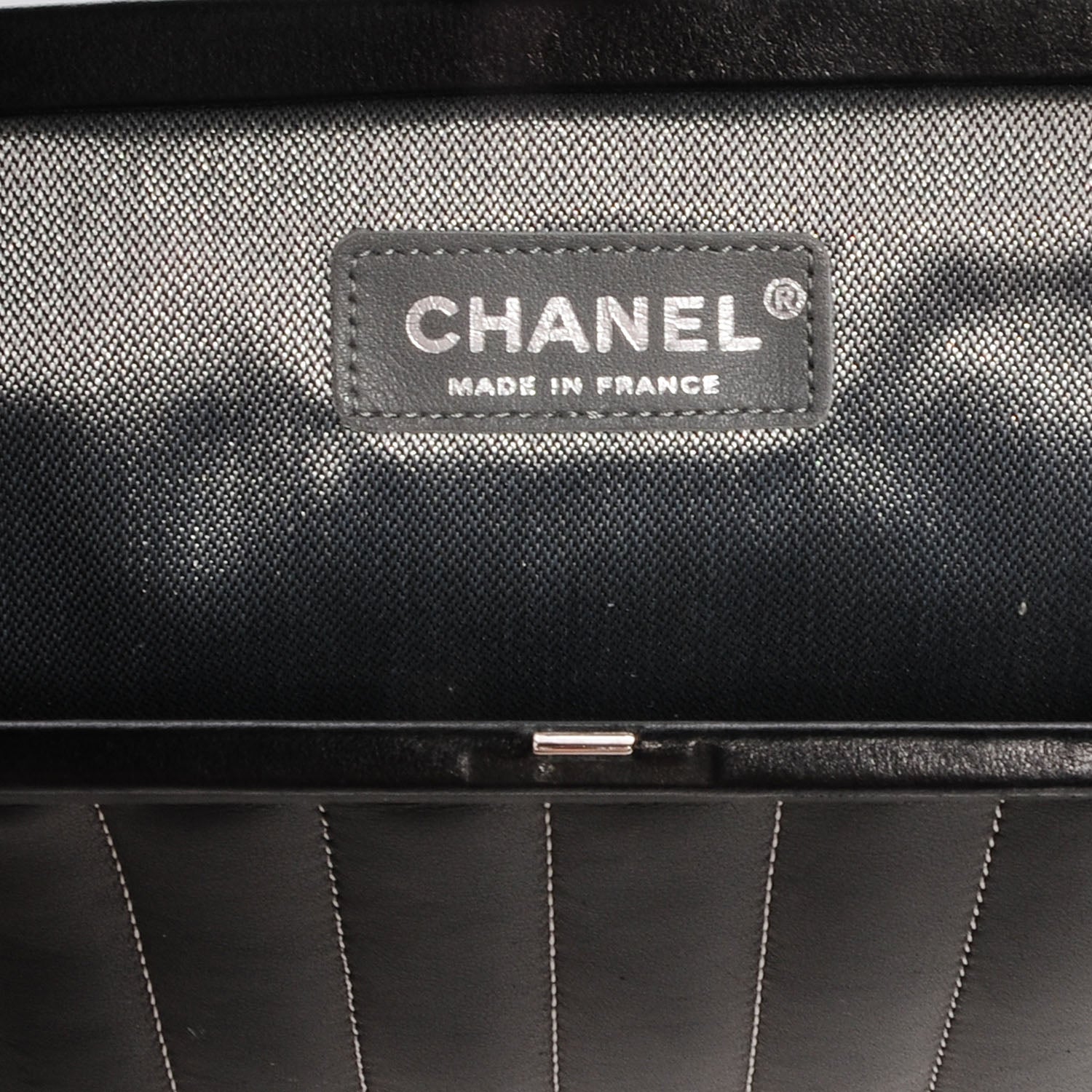 Chanel Lambskin Vertical Quilted Mademoiselle Clutch Black 6 of 7