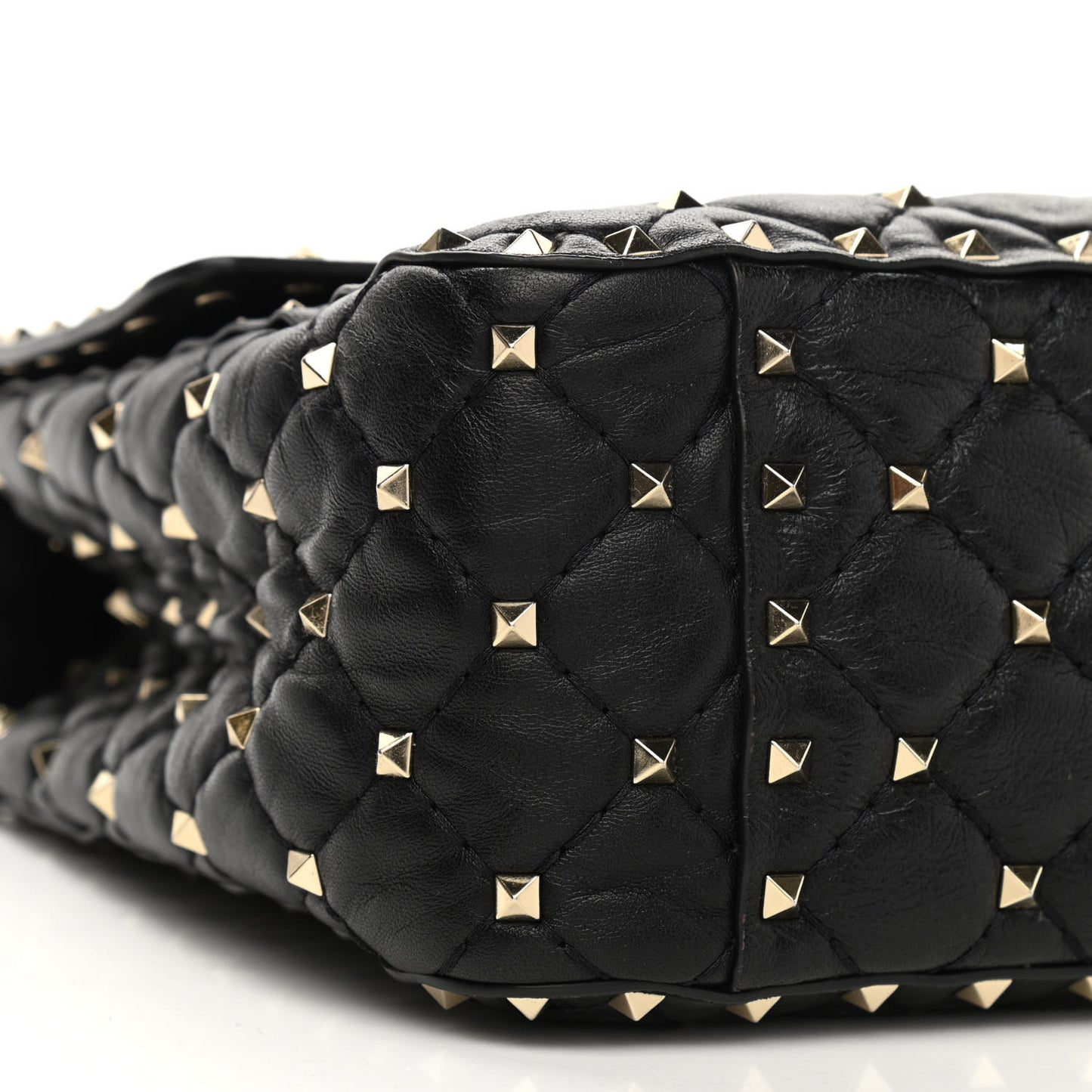 Lambskin Large Rockstud Spike Shoulder Bag Black
