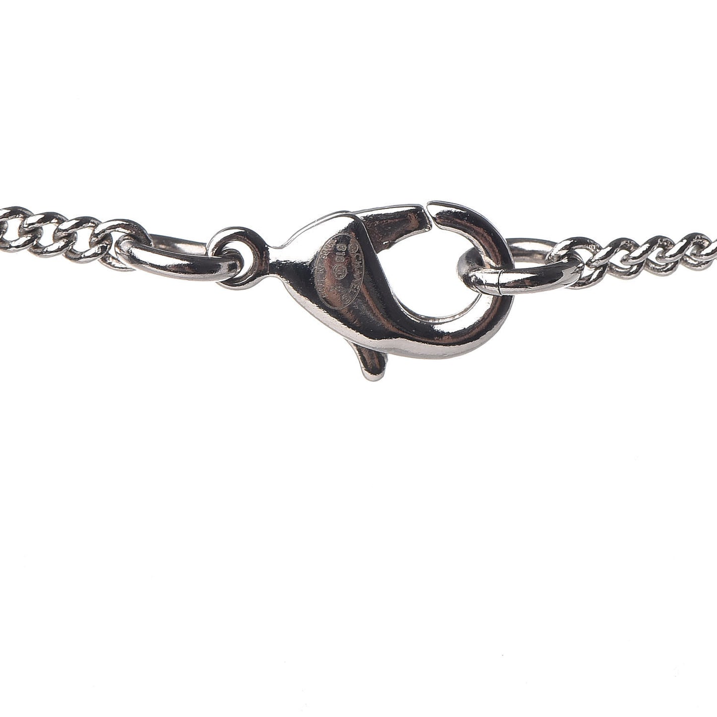 Lambskin Baguette Crystal CC Necklace Black Silver