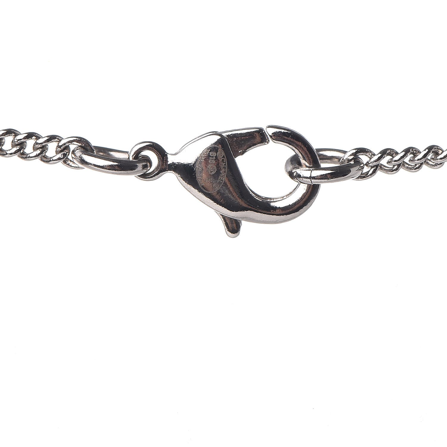 Chanel Lambskin Baguette Crystal CC Necklace Black Silver 5 of 6