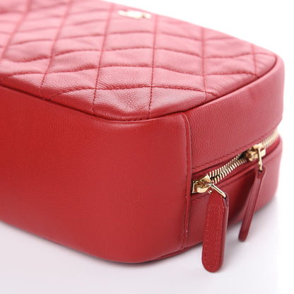 Chanel Caviar Quilted Curvy Pouch Cosmetic Case Red 9 of 14