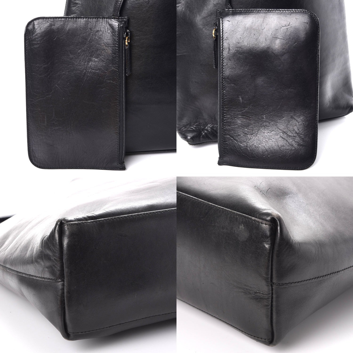 Gucci Leather Bamboo Handle Shoulder Bag Black 7 of 10