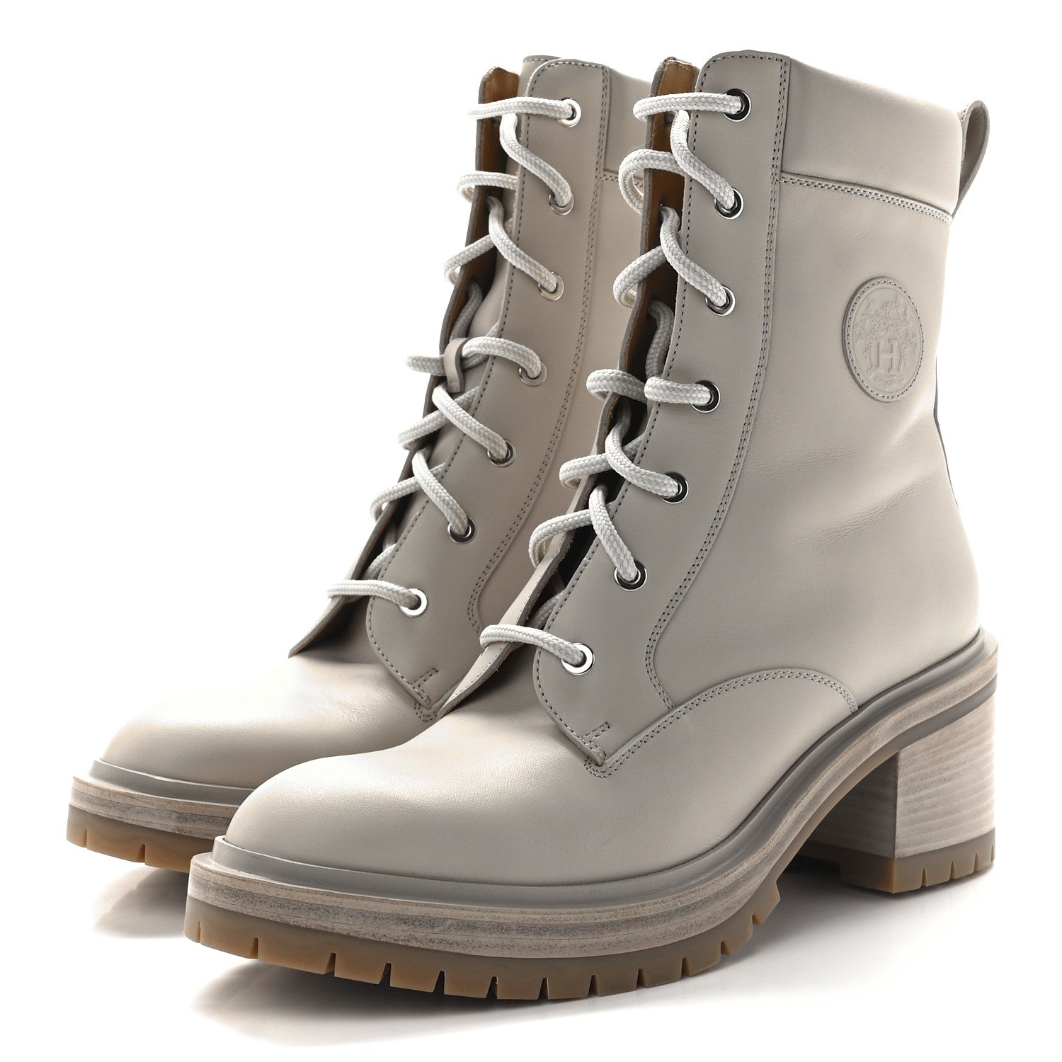 Hermes Calfskin Bridge Ankle Boots 40 Beige Grege 3 of 8