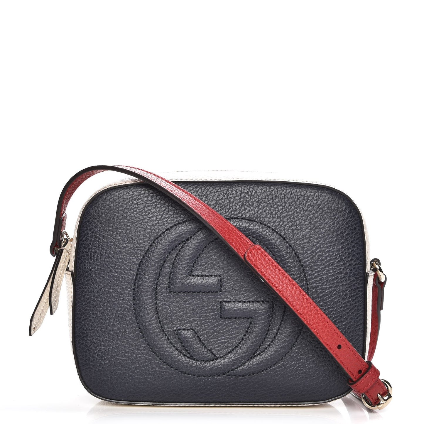 Dollar Calfskin Small Soho Disco Bag Blue Hibiscus Red Mystic White