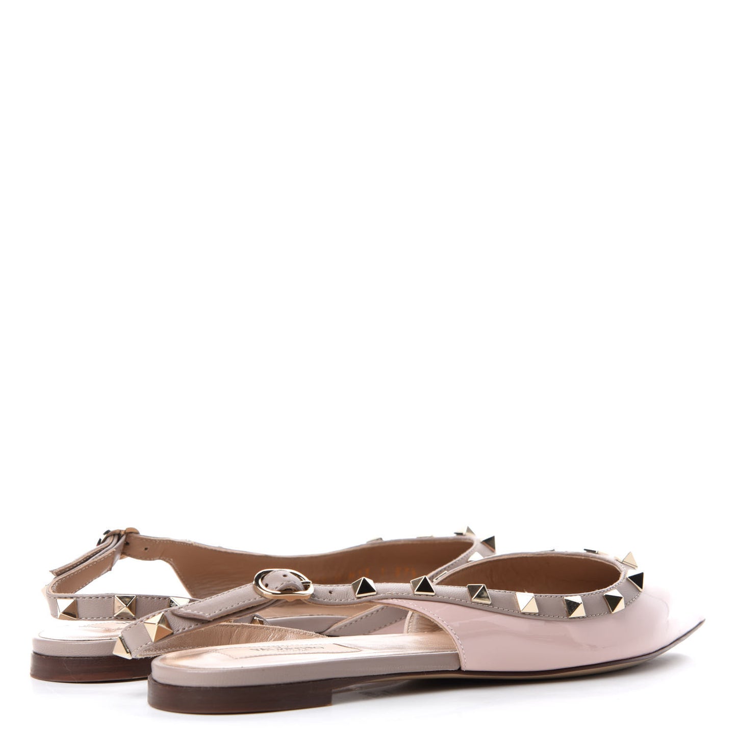 Patent Rockstud Slingback Flats 37.5 Water Rose Poudre