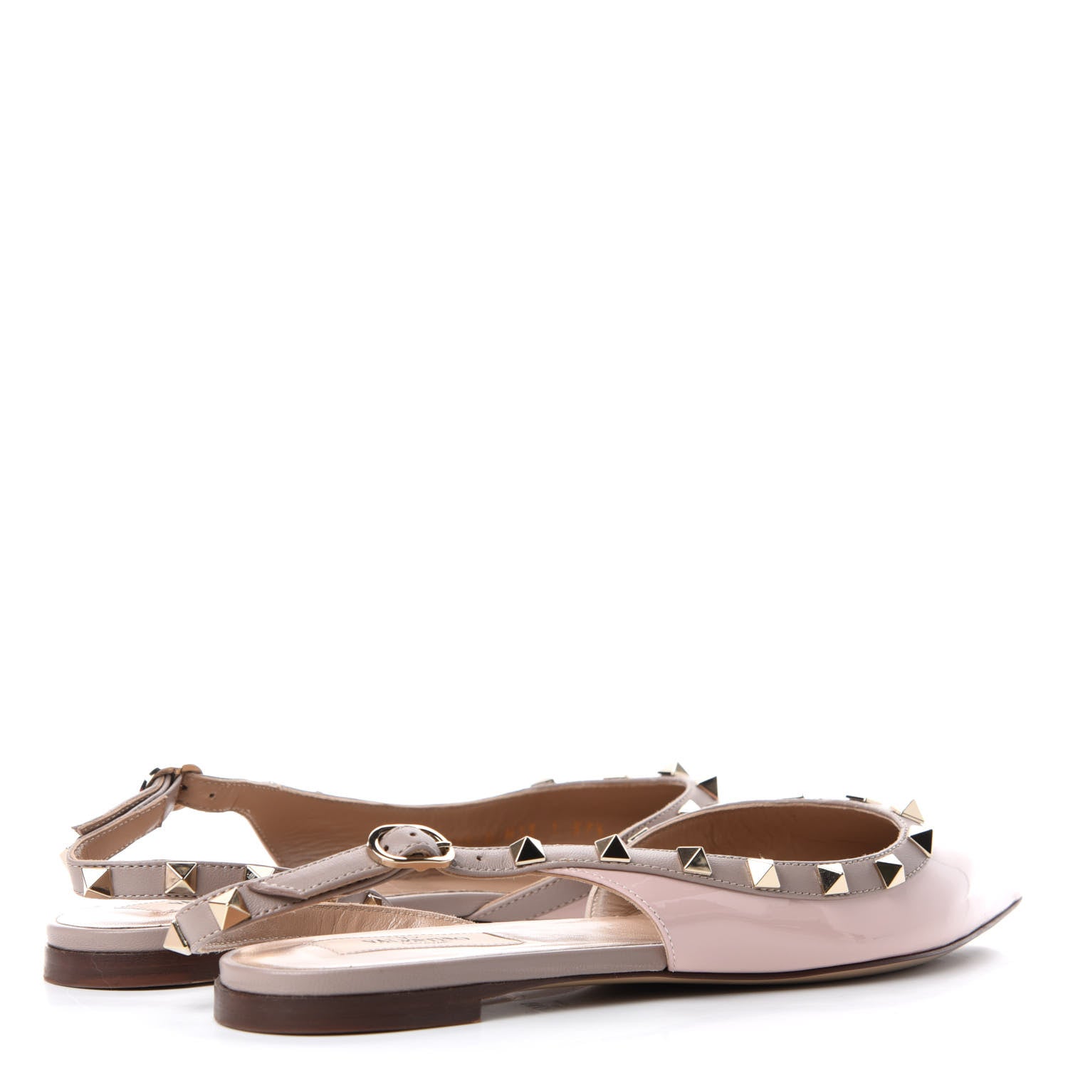 Valentino Garavani Patent Rockstud Slingback Flats 37.5 Water Rose Poudre 4 of 11