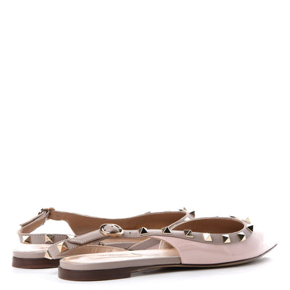 Valentino Garavani Patent Rockstud Slingback Flats 37.5 Water Rose Poudre 4 of 11
