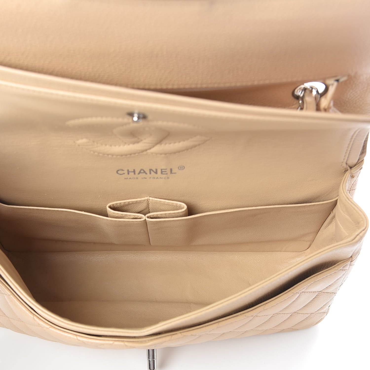 Chanel Caviar Quilted Medium Double Flap Beige 5 of 10