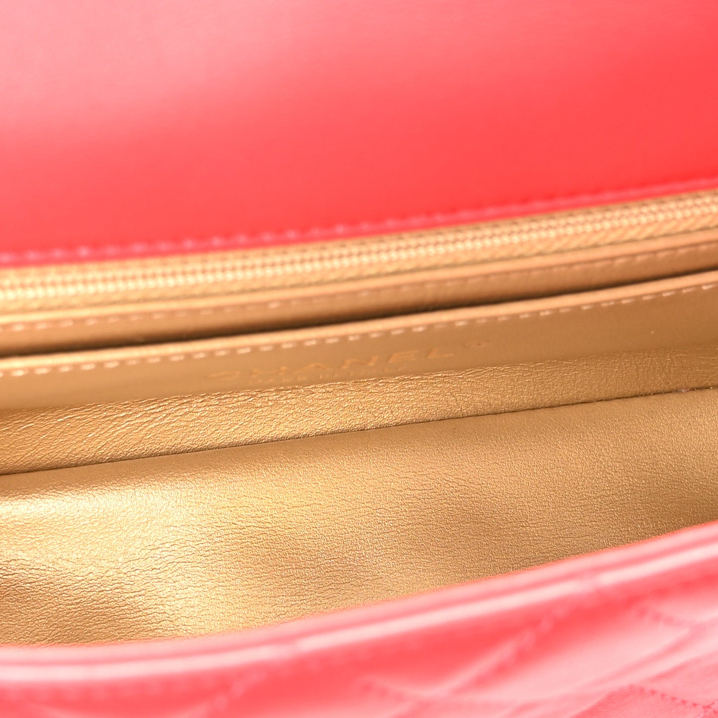 Lambskin Quilted Mini Rectangular Pearl Crush Flap Red