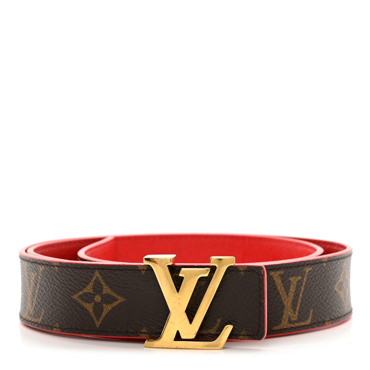 Louis Vuitton Calfskin Monogram 30mm LV Initiales Reversible Belt 95/38 Coquelicot 1 of 5