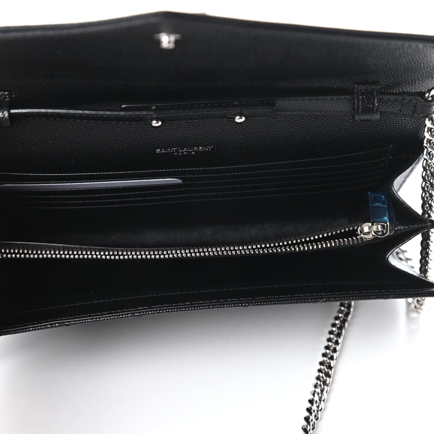 Grain De Poudre Matelasse Chevron Monogram Chain Wallet Black