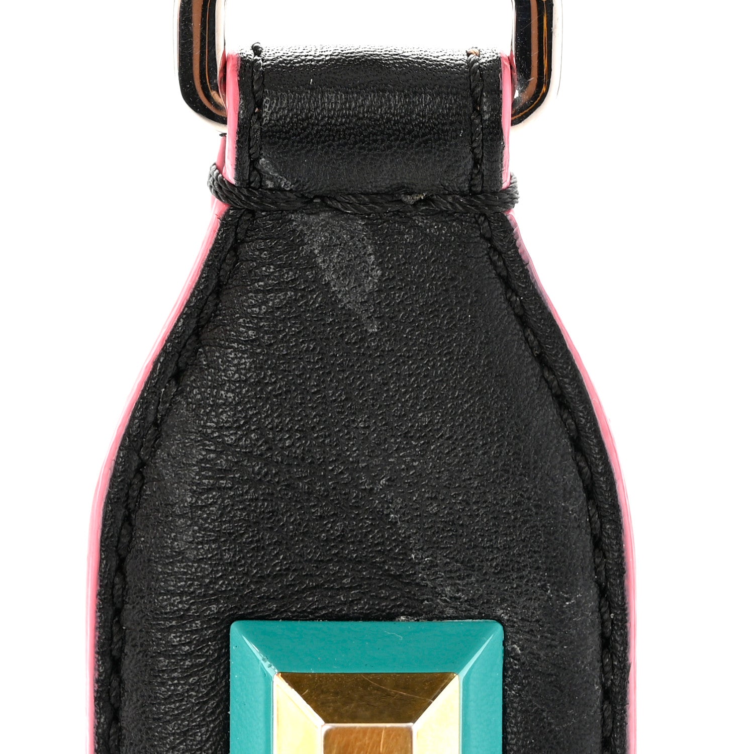 Fendi Vitello Dolce Plexiglass Bi-Color Studded Strap You Black Brownie Multicolor 5 of 5