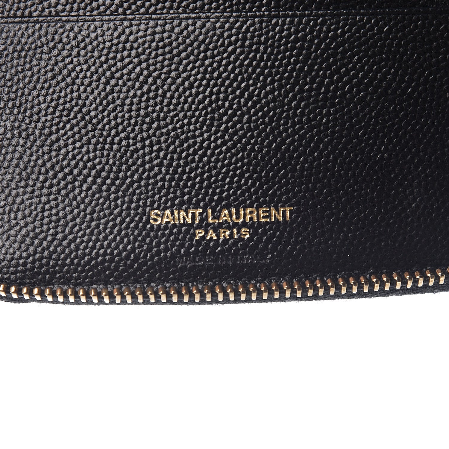 Saint Laurent Grain De Poudre Matelasse Chevron Monogram Compact Zip Around Wallet Black 6 of 8