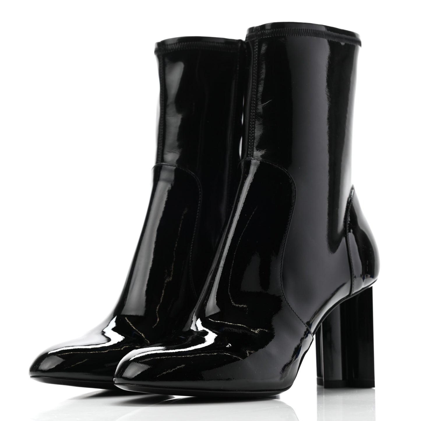 Patent Silhouette Ankle Boots 38 Black