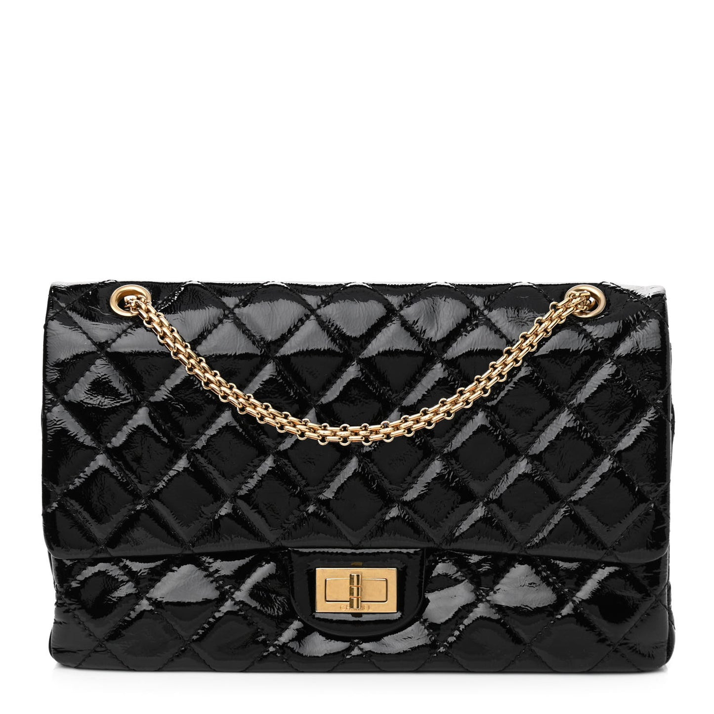 Distressed Patent Quilted 2.55 Reissue 227 Flap Black