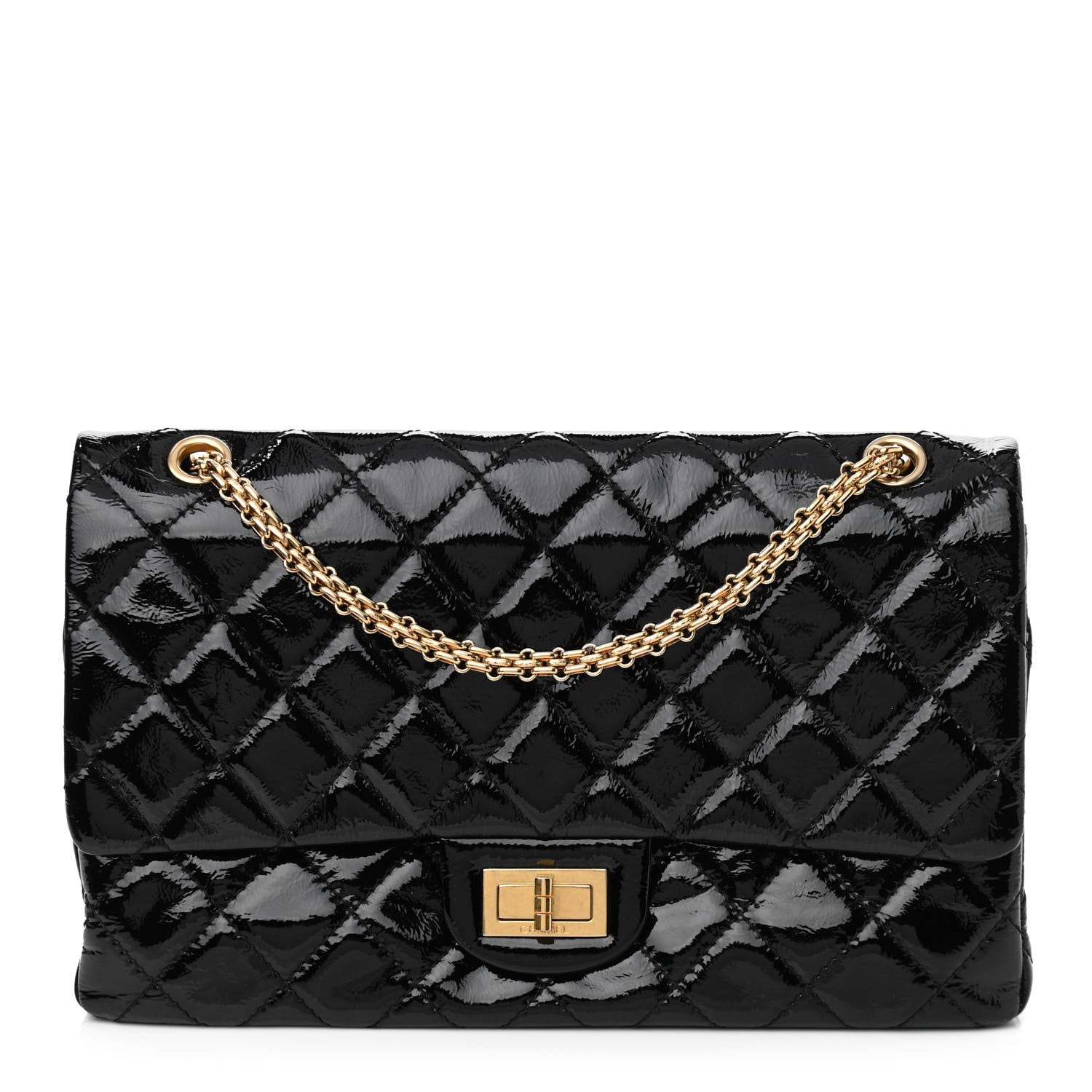 Chanel Distressed Patent Quilted 2.55 Reissue 227 Flap Black 1 of 11