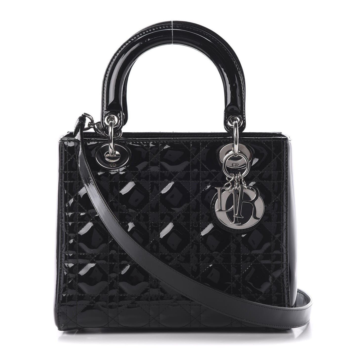 Patent Cannage Medium Lady Dior Black