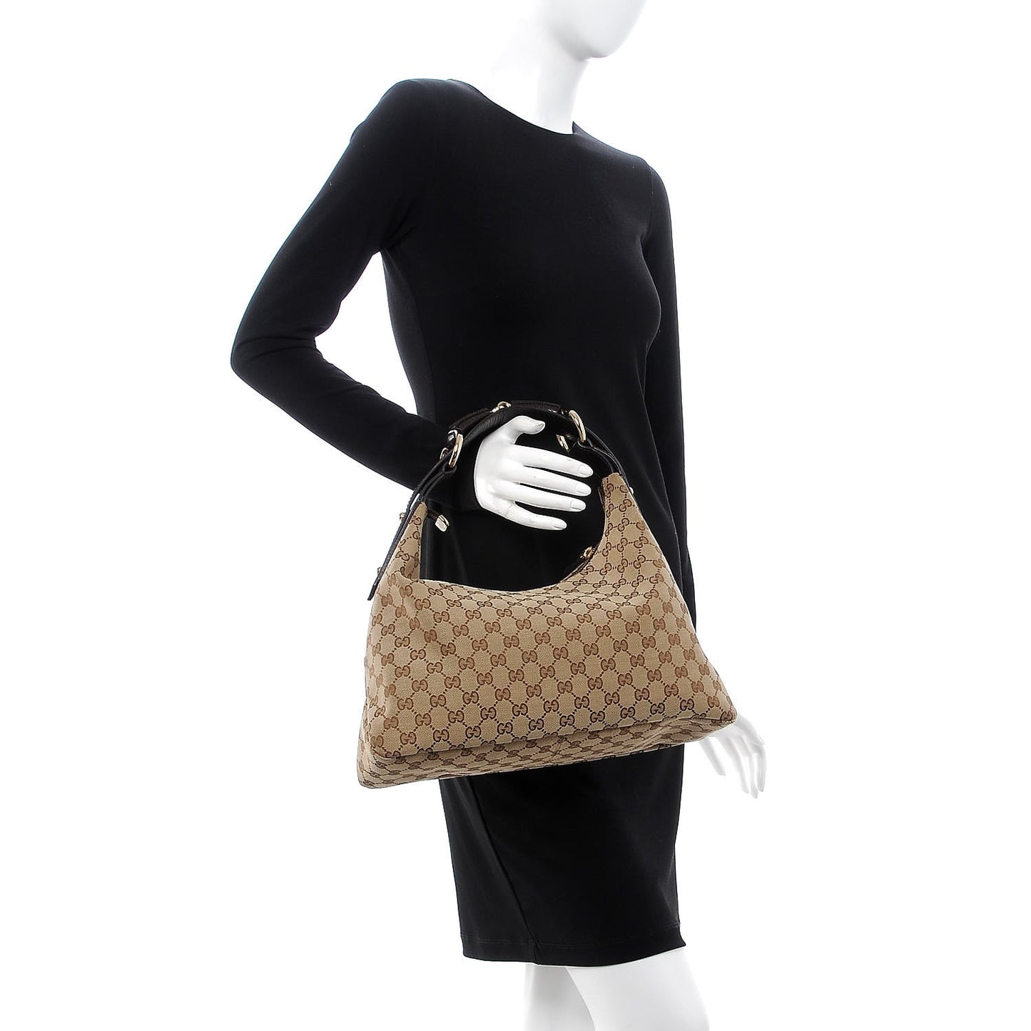 Monogram Medium Horsebit Chain Hobo Dark Brown