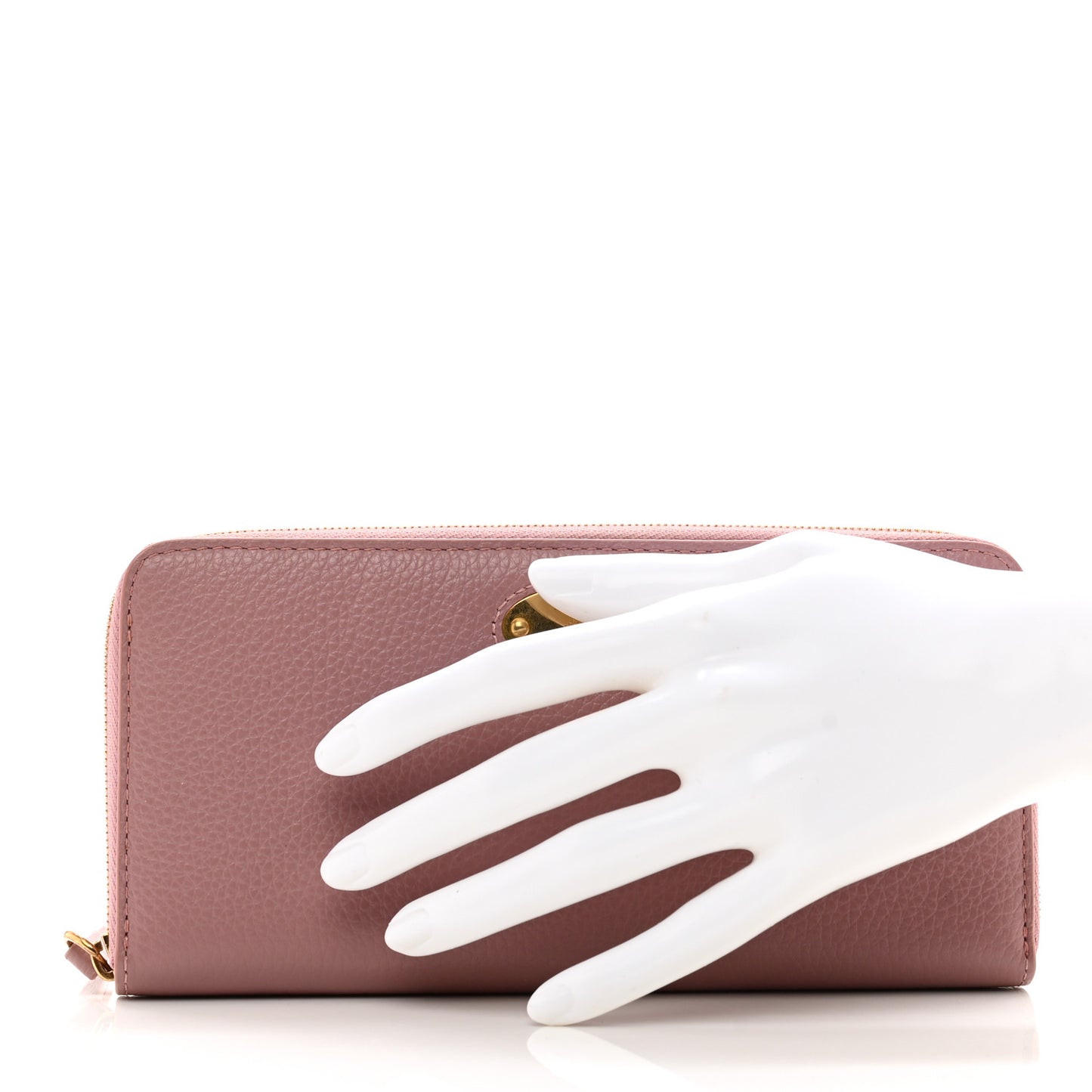 Micro Classic Grain Plaque 8 Credit Card Zip Wallet Mocha Rose