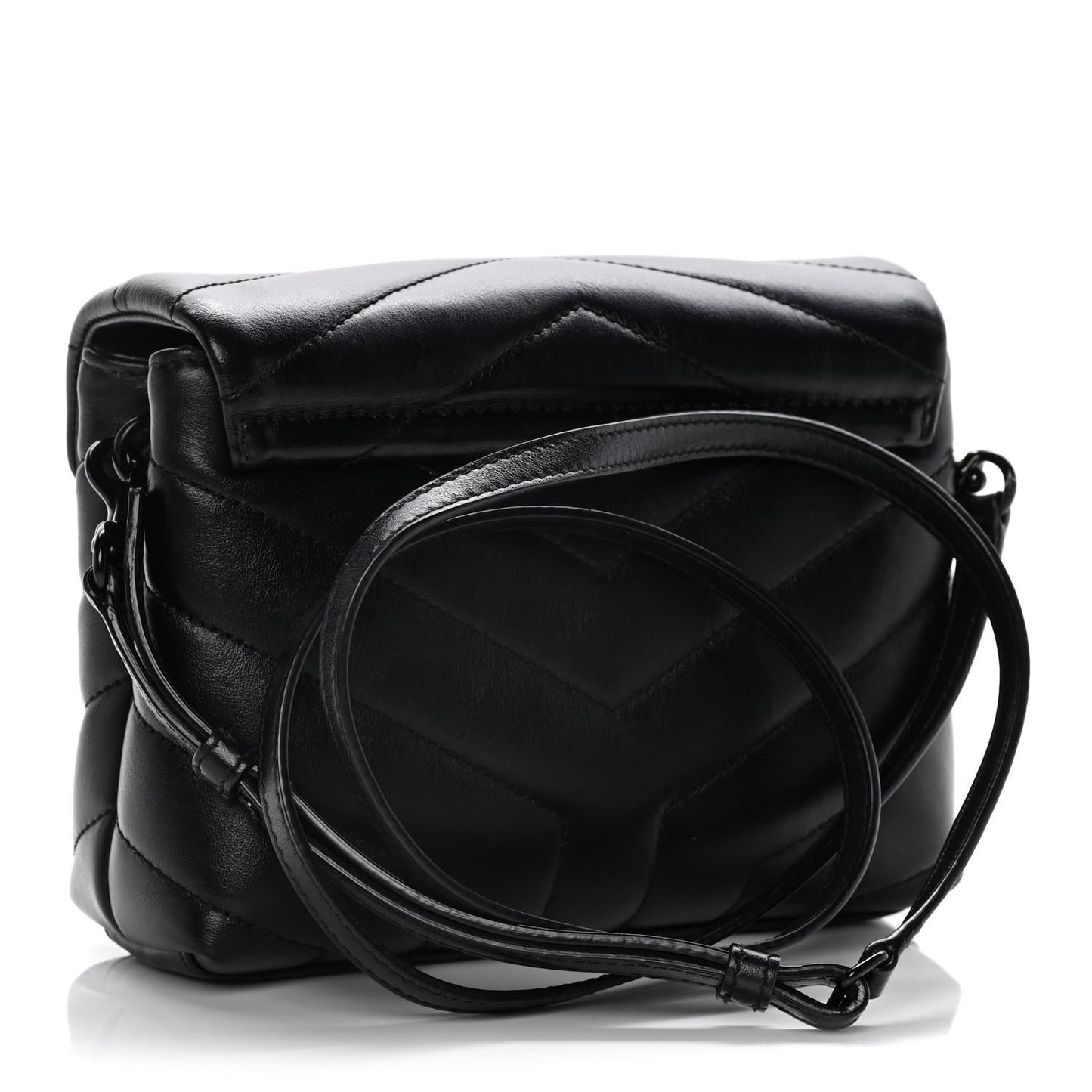 Calfskin Y Quilted Monogram Toy Loulou Crossbody Bag Black