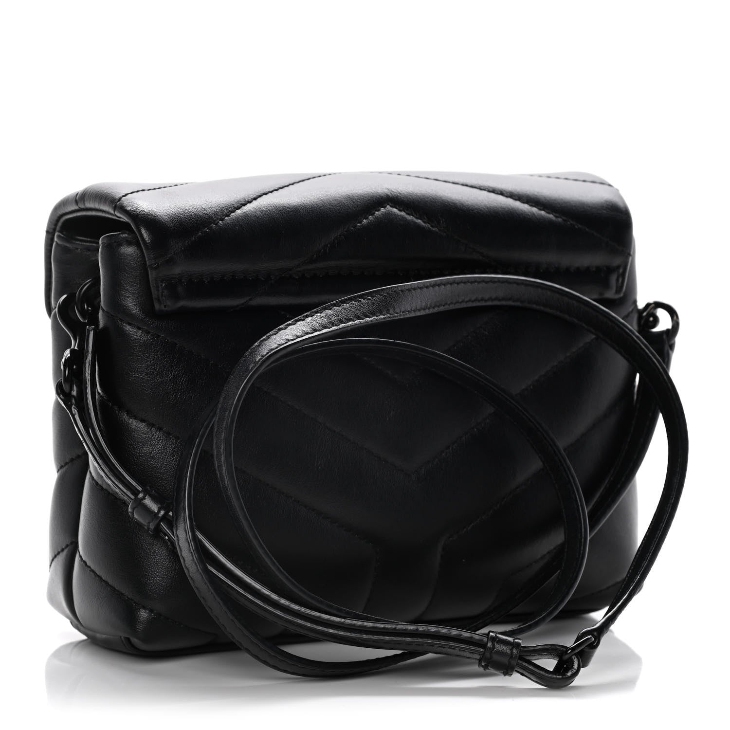 Saint Laurent Calfskin Y Quilted Monogram Toy Loulou Crossbody Bag Black 3 of 16