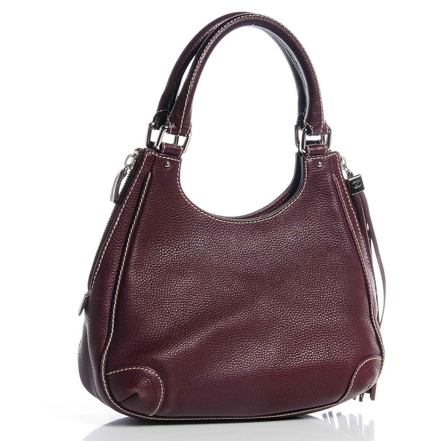 Leather Tassel Hobo Bordeaux