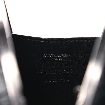Saint Laurent Calfskin Crocodile Embossed Monogram Love Box Bag Black 6 of 13