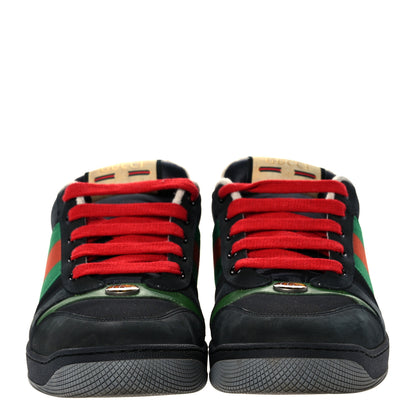 Gucci Nylon Nubuck Web Mens Screener Sneakers 8 Black Vintage Green 2 of 10