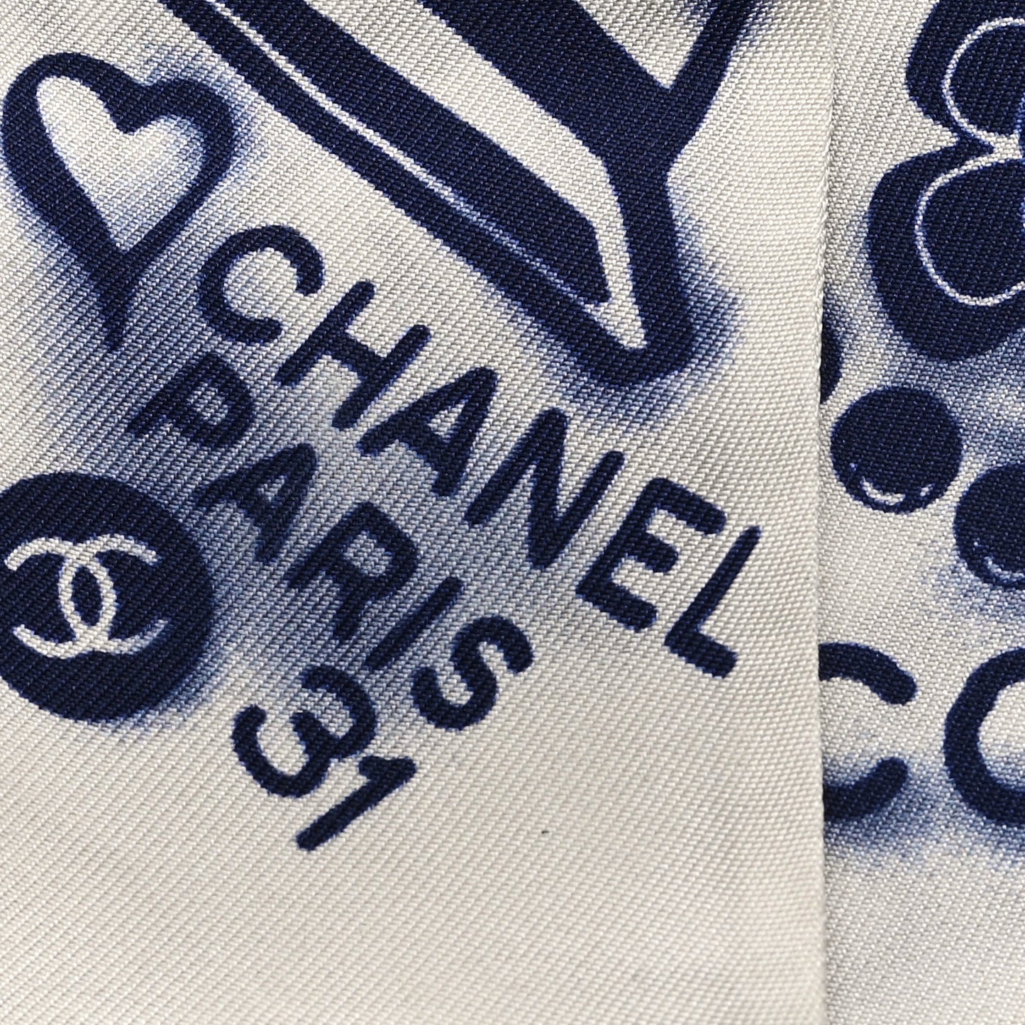 Silk CC Slim Bandeau Scarf White Blue