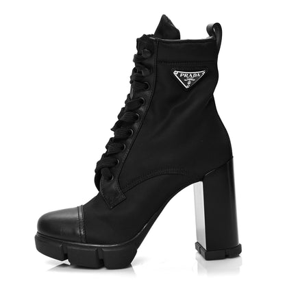 Prada Spazzolato Re-Nylon Metal Triangle Logo 110mm Ankle Boots 36 Black 1 of 7
