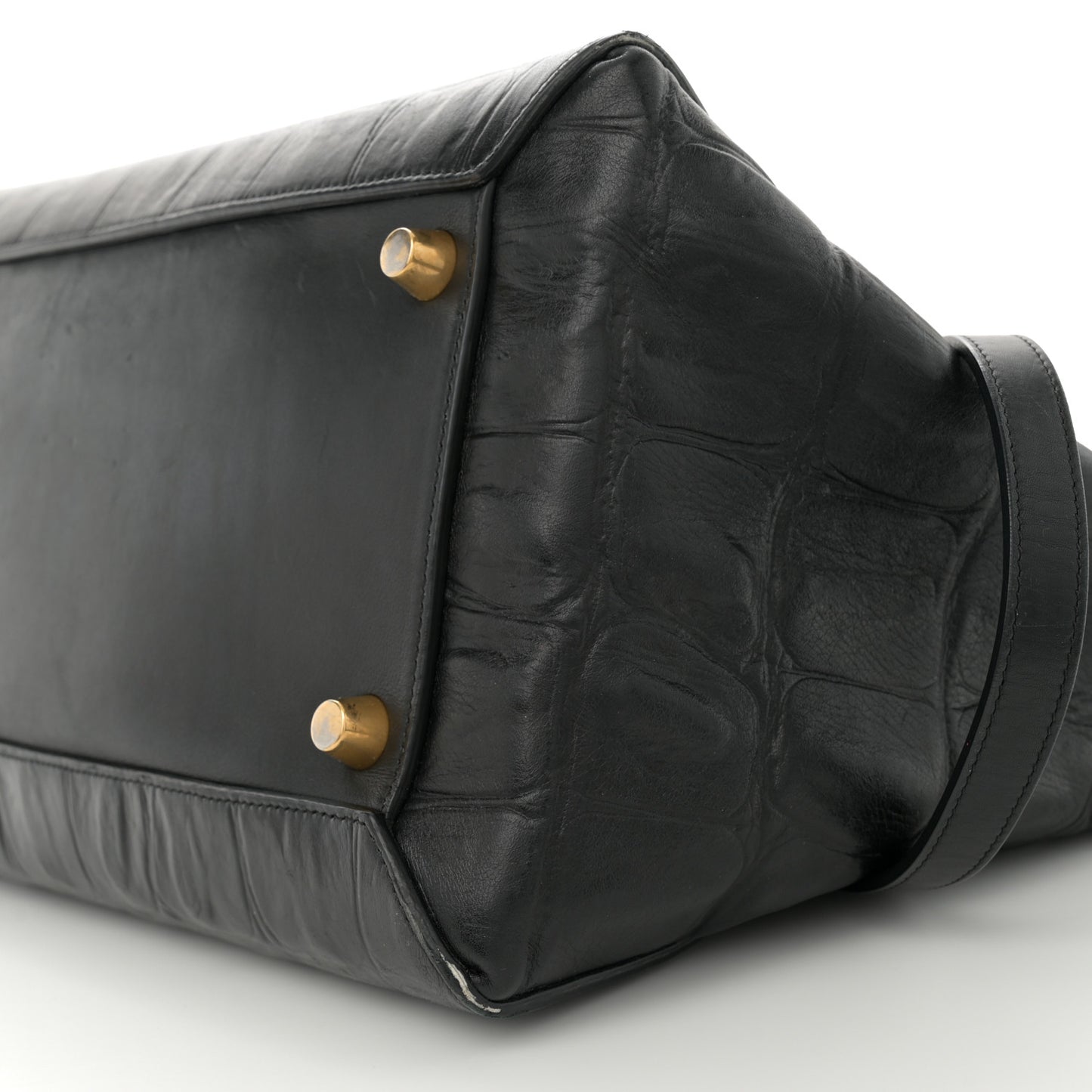 Calfskin Crocodile Embossed Small Belt Bag Black