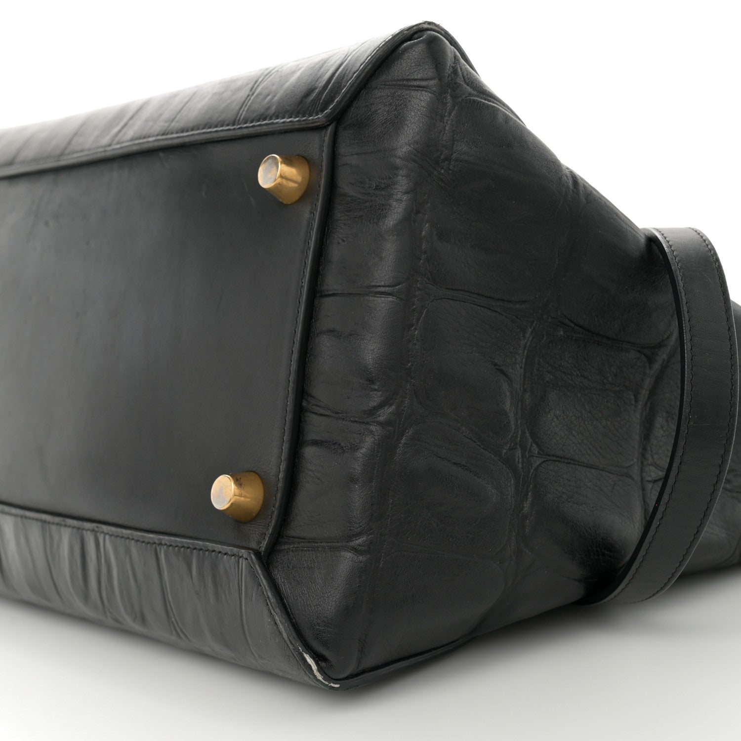 Celine Calfskin Crocodile Embossed Small Belt Bag Black 9 of 13