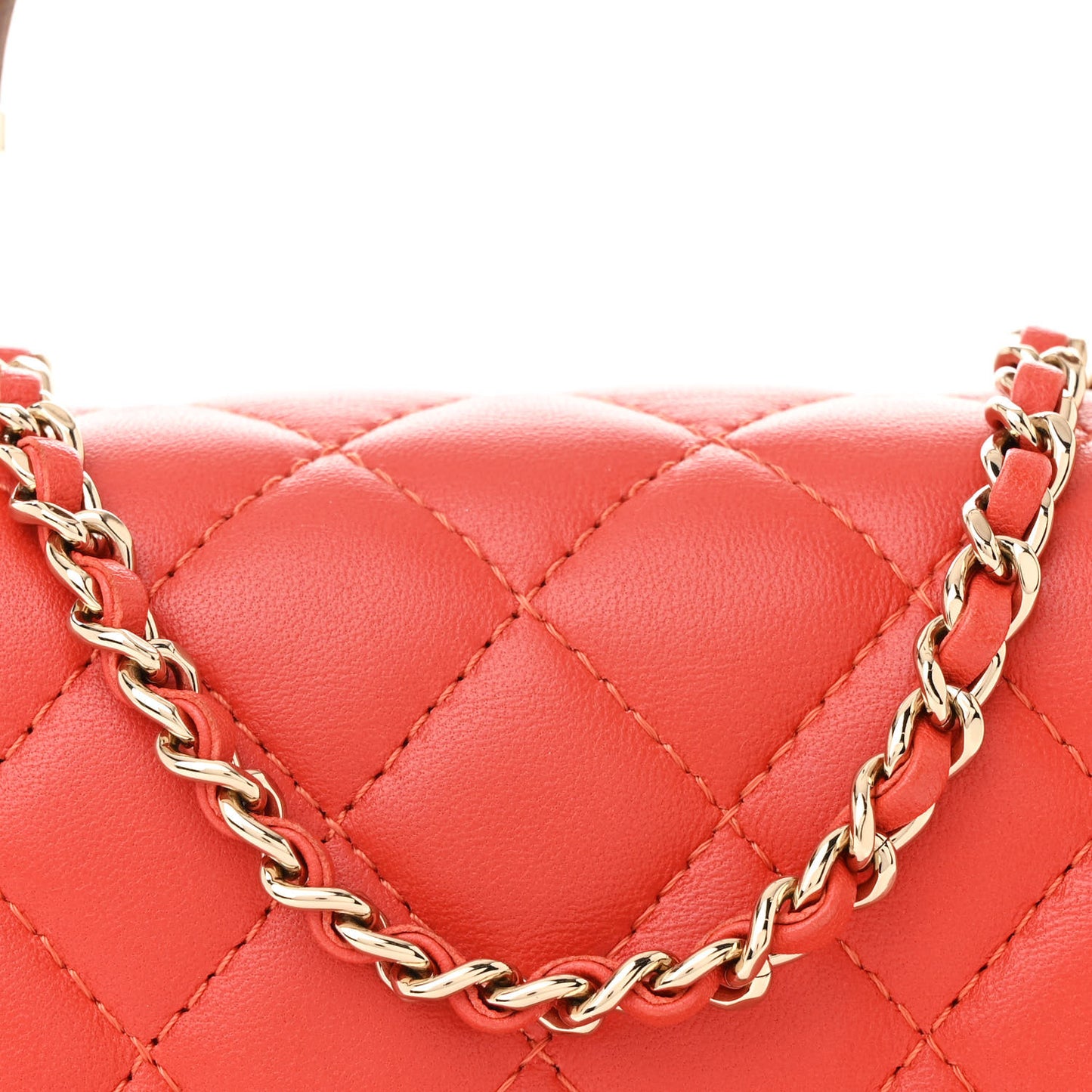 Lambskin Quilted Wood Mini Coco Handle Flap Red